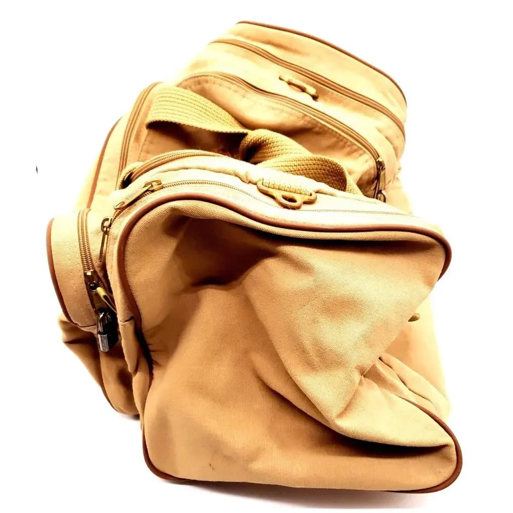 Vintage Ford Edition Eddie Bauer Duffle Bag Canvas Tan Weekender Military